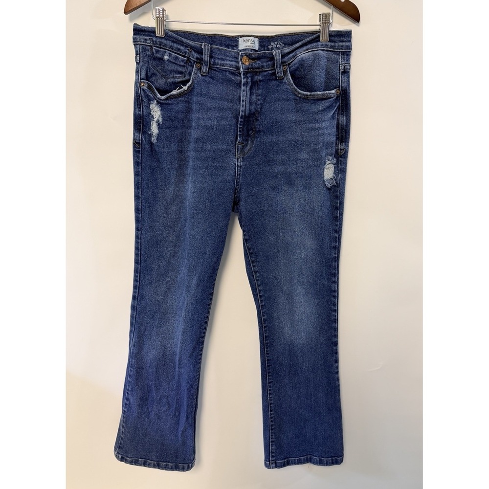 Kensie Jeans Tessa High Rise Bootcut Distressed Stretch Western Sz 14 34x31
